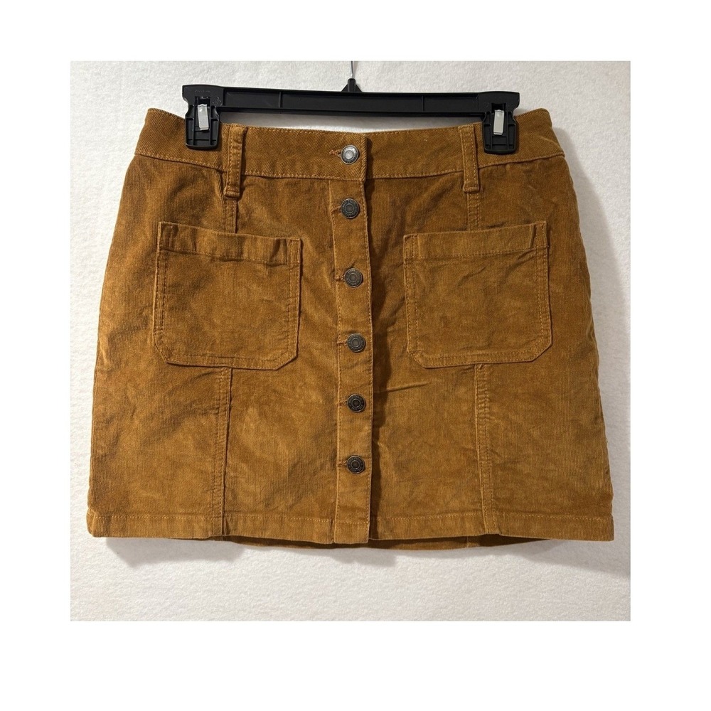 Mudd Corduroy Mini Skirt Brown Button Front‎ Juniors 7 Y2K Western
